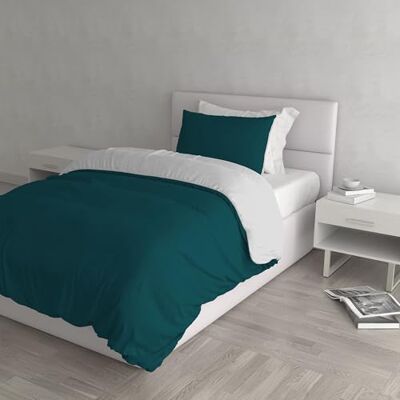 Italian Bed Linen Włoska pościel w naturalnym kolorze zestaw poszewek na kołdrę z podwójną powierzchnią w jednolitym kolorze prześcieradło i poszewka na poduszkę, 100% bawełna, benzyna zieleń/jasnoszara, pojedyncza Italian Bed Linen Włoska pościel w naturalnym kolorze zestaw poszewek na kołdrę z podwójną powierzchnią w jednolitym kolorze prześcieradło i poszewka na poduszkę, 100% bawełna, benzyna zieleń/jasnoszara, pojedyncza