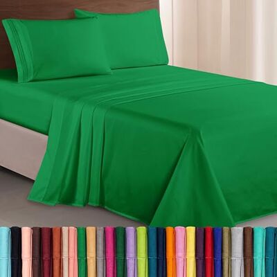 Elegant Comfort Luksusowa gęstość splotu 1500 egipska jakość mikrofibra trzy linie haftowane najdelikatniejsze jakości premium hotel 4-częściowy zestaw prześcieradeł, odporne na zagniecenia i Elegant Comfort Luksusowa gęstość splotu 1500 egipska jakość mikrofibra trzy linie haftowane najdelikatniejsze jakości premium hotel 4-częściowy zestaw prześcieradeł, odporne na zagniecenia i