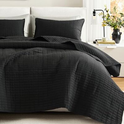 Comfort Spaces Na wszystkie pory roku, lekka, narzuta na łóżko, pasujące poszewki, mikrofibra, czarna, kołdra pełna/queen (229 cm x 229 cm) Comfort Spaces Na wszystkie pory roku, lekka, narzuta na łóżko, pasujące poszewki, mikrofibra, czarna, kołdra pełna/queen (229 cm x 229 cm)
