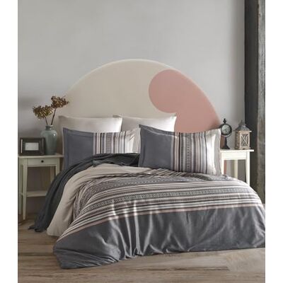 Nuit Des Rêves Premium Ranforce Double zestaw poszewek na kołdrę, 200 x 200 cm, 100% bawełna, szaro-biały i brązowy/beżowy, 2 poszewki na poduszki, można prać w pralce, eleganckie wzornictwo Nuit Des Rêves Premium Ranforce Double zestaw poszewek na kołdrę, 200 x 200 cm, 100% bawełna, szaro-biały i brązowy/beżowy, 2 poszewki na poduszki, można prać w pralce, eleganckie wzornictwo