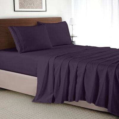 Elegant Comfort Liczyć jakość egipska, odporna na zagniecenia chłodna i oddychająca, łatwa elastyczna instalacja, mikrofibra, śliwkowo-fioletowy, king Elegant Comfort Liczyć jakość egipska, odporna na zagniecenia chłodna i oddychająca, łatwa elastyczna instalacja, mikrofibra, śliwkowo-fioletowy, king