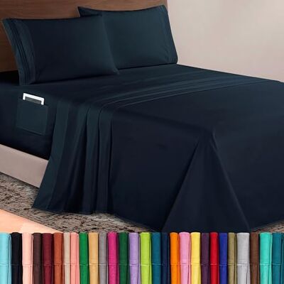 Elegant Comfort Luksusowy zestaw 4-częściowych prześcieradeł z mikrofibry w jakości premium 1500, głębokość 45-61 cm, bardzo głębokie prześcieradła kieszonkowe, ultramiękkie, 4 szt., głębokie, rozmiar Elegant Comfort Luksusowy zestaw 4-częściowych prześcieradeł z mikrofibry w jakości premium 1500, głębokość 45-61 cm, bardzo głębokie prześcieradła kieszonkowe, ultramiękkie, 4 szt., głębokie, rozmiar