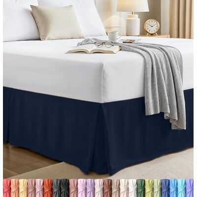 Utopia Bedding Narzuta na łóżko podwójne miękka, poczwórna plisowana falbana, łatwe dopasowanie z 38-centymetrowym dopasowanym spadkiem, jakość hotelowa, odporna na kurczenie się i blaknięcie (podwójna, granatowa) Utopia Bedding Narzuta na łóżko podwójne miękka, poczwórna plisowana falbana, łatwe dopasowanie z 38-centymetrowym dopasowanym spadkiem, jakość hotelowa, odporna na kurczenie się i blaknięcie (podwójna, granatowa)