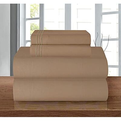 Elegant Comfort 4-częściowy 1500 gęstość splotu luksusowy jedwabisty miękki egipski wysokiej jakości przytulny zestaw prześcieradeł, pełny, szarobrązowy Elegant Comfort 4-częściowy 1500 gęstość splotu luksusowy jedwabisty miękki egipski wysokiej jakości przytulny zestaw prześcieradeł, pełny, szarobrązowy