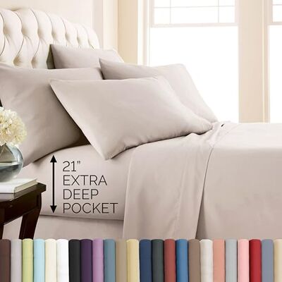 Southshore Fine Living, Inc. Southshore Fine Linens Vilano Springs 6-częściowy zestaw pościeli z bardzo głębokimi kieszeniami, KING, BONE Southshore Fine Living, Inc. Southshore Fine Linens Vilano Springs 6-częściowy zestaw pościeli z bardzo głębokimi kieszeniami, KING, BONE