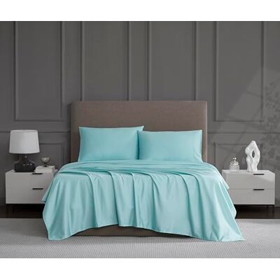 Linen Closet Bawełna Aqua King zestaw prześcieradeł 4-częściowy zestaw Linen Closet Bawełna Aqua King zestaw prześcieradeł 4-częściowy zestaw