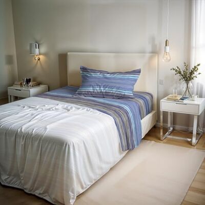 Italian Bed Linen Zestaw pościeli na łóżko pojedyncze z bawełny River, wykonany we Włoszech komplet pościeli, prześcieradło pod spodem z narożnikami, prześcieradło wierzchnie 90 x 200 cm i poszewka na poduszkę z Italian Bed Linen Zestaw pościeli na łóżko pojedyncze z bawełny River, wykonany we Włoszech komplet pościeli, prześcieradło pod spodem z narożnikami, prześcieradło wierzchnie 90 x 200 cm i poszewka na poduszkę z