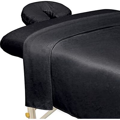 ForPro Professional Collection ForPro Premium 3-częściowy zestaw prześcieradeł do masażu z mikrofibry do stołów do masażu, zawiera płaskie prześcieradło, prześcieradło z gumką i dopasowaną osłonę na twarz, kolor czarny ForPro Professional Collection ForPro Premium 3-częściowy zestaw prześcieradeł do masażu z mikrofibry do stołów do masażu, zawiera płaskie prześcieradło, prześcieradło z gumką i dopasowaną osłonę na twarz, kolor czarny