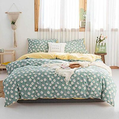 AMWAN Daisy Green Floral Poszwa Na Kołdrę Twin Bawełna Dziewczyna Kwiatowe Zestawy Pościeli Biała Stokrotka Kwiat Nadruk Poszewka na kołdrę z 2 poszewkami na poduszki Styl ogrodowy Estetyczny Kwiatowy AMWAN Daisy Green Floral Poszwa Na Kołdrę Twin Bawełna Dziewczyna Kwiatowe Zestawy Pościeli Biała Stokrotka Kwiat Nadruk Poszewka na kołdrę z 2 poszewkami na poduszki Styl ogrodowy Estetyczny Kwiatowy