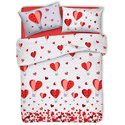PENSIERI DELICATI Parure Pokrowiec na kołdrę 100% bawełna, w komplecie z workiem 250x200cm i 2 poszewki 52x82cm, Wyprodukowano we Włoszech, prać w pralce 40°, Fantazja balonem Czerwony PENSIERI DELICATI Parure Pokrowiec na kołdrę 100% bawełna, w komplecie z workiem 250x200cm i 2 poszewki 52x82cm, Wyprodukowano we Włoszech, prać w pralce 40°, Fantazja balonem Czerwony