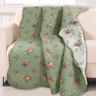 Cozy Line Home Fashion s Vintage kwiatowa pikowana narzuta, 100% bawełna, dwustronna, całoroczna narzuta (kwiat) Cozy Line Home Fashion s Vintage kwiatowa pikowana narzuta, 100% bawełna, dwustronna, całoroczna narzuta (kwiat)