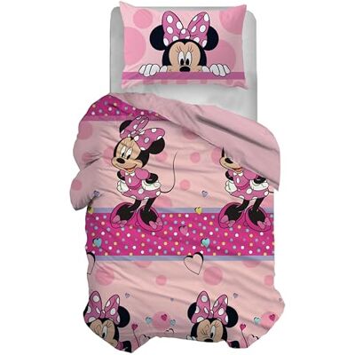 hermet Disney Zestaw pościeli na łóżko pojedyncze, poszewka na kołdrę + poszewka na poduszkę, komplet pościeli z poszewką na poduszkę, worek 155 x 200 cm, 100% bawełna, Minnie, (non-content, prześcieradło z hermet Disney Zestaw pościeli na łóżko pojedyncze, poszewka na kołdrę + poszewka na poduszkę, komplet pościeli z poszewką na poduszkę, worek 155 x 200 cm, 100% bawełna, Minnie, (non-content, prześcieradło z