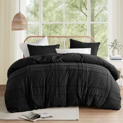 Comfort Spaces Black Twin Size Duvet Cover Set 2 Pieces Pintuck Pleated Duvet Cover, All Season Lightweight, Extra Softness Pre-Washed Microfiber Twin Bedding Cover Shams Comfort Spaces Black Twin Size Duvet Cover Set 2 Pieces Pintuck Pleated Duvet Cover, All Season Lightweight, Extra Softness Pre-Washed Microfiber Twin Bedding Cover Shams