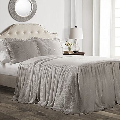 Lush Decor Falbana spódnica 2-częściowy zestaw narzut na łóżko, Twin Grey Lush Decor Falbana spódnica 2-częściowy zestaw narzut na łóżko, Twin Grey