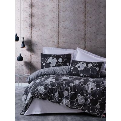 Nuit Des Rêves Premium Ranforce Double Quilt Cover Set (200 x 200 cm), 100% bawełna, szary i czarny, 2 poszewki na poduszki (80 x 80 cm), możliwość prania w pralce, zapięcie na guziki Nuit Des Rêves Premium Ranforce Double Quilt Cover Set (200 x 200 cm), 100% bawełna, szary i czarny, 2 poszewki na poduszki (80 x 80 cm), możliwość prania w pralce, zapięcie na guziki