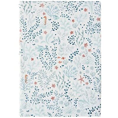 ESSIX Płaskie prześcieradło z nadrukiem bawełnianego perkalu, pod oceanem, 240x300 cm, ESSIX Płaskie prześcieradło z nadrukiem bawełnianego perkalu, pod oceanem, 240x300 cm,