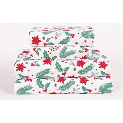 Aubrie Home Accents 4-częściowy zestaw pościeli z mikrofibry z głęboką kieszenią na Boże Narodzenie i jemiołą z głęboką kieszenią, zielony czerwony biały Aubrie Home Accents 4-częściowy zestaw pościeli z mikrofibry z głęboką kieszenią na Boże Narodzenie i jemiołą z głęboką kieszenią, zielony czerwony biały