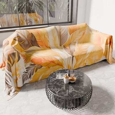 PETTI Artigiani Italiani Narzuta na sofę z mikrofibry 400 x 270 cm, żółta palma, uniwersalny na sofę, narzuty i nakrycie stołu, zmywalne pokrowce na sofę PETTI Artigiani Italiani Narzuta na sofę z mikrofibry 400 x 270 cm, żółta palma, uniwersalny na sofę, narzuty i nakrycie stołu, zmywalne pokrowce na sofę