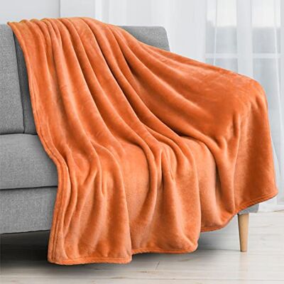 PAVILIA Koc polarowy, super miękki, pluszowy, luksusowa narzuta flanelowa, lekki koc z mikrofibry na sofę, kanapę, łóżko, pomarańczowy, 127 x 152 cm PAVILIA Koc polarowy, super miękki, pluszowy, luksusowa narzuta flanelowa, lekki koc z mikrofibry na sofę, kanapę, łóżko, pomarańczowy, 127 x 152 cm