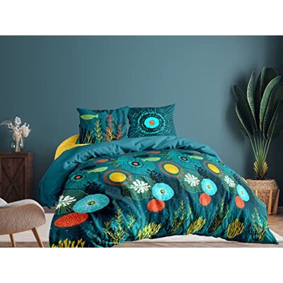 CALITEX 3-częściowy komplet pościeli, 240 x 220 cm, Abysse, bawełna, niebieski, 240 x 220 cm CALITEX 3-częściowy komplet pościeli, 240 x 220 cm, Abysse, bawełna, niebieski, 240 x 220 cm