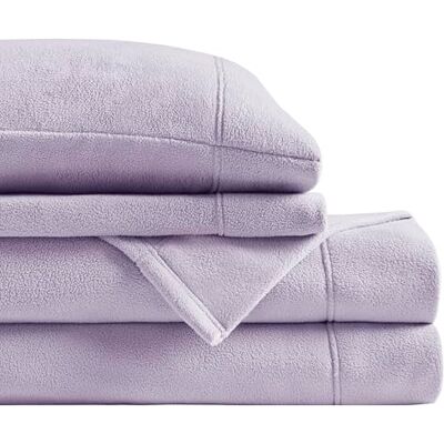 SLEEP PHILOSOPHY True North by Micro Fleece Bed Sheet Set, Warm, Sheets with 14" Deep Pocket, for Cold Season Cozy Sheet-Set, Matching Pillow Case, Full, Lavender, 4 Piece SLEEP PHILOSOPHY True North by Micro Fleece Bed Sheet Set, Warm, Sheets with 14" Deep Pocket, for Cold Season Cozy Sheet-Set, Matching Pillow Case, Full, Lavender, 4 Piece