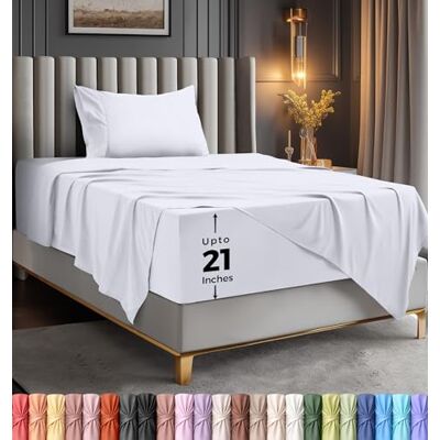 Utopia Bedding Zestaw pościeli na łóżko jednoosobowe, 3-częściowy, z miękkiej mikrofibry, z bocznym, głębokim schowkiem, kieszenią, haftowanymi poszewkami na poduszki i prześcieradłem (biały) Utopia Bedding Zestaw pościeli na łóżko jednoosobowe, 3-częściowy, z miękkiej mikrofibry, z bocznym, głębokim schowkiem, kieszenią, haftowanymi poszewkami na poduszki i prześcieradłem (biały)