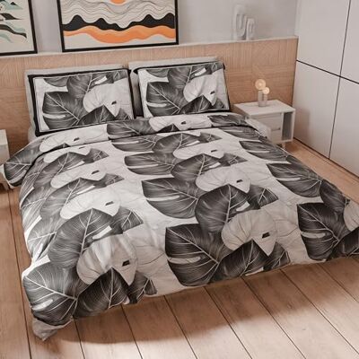 PETTI Artigiani Italiani Pokrowiec na kołdrę 250 x 200 cm, pokrowiec na kołdrę z mikrofibry z nadrukiem cyfrowym + 2 poszewki 50 x 80 cm Made in Italy Tropical czarny A PETTI Artigiani Italiani Pokrowiec na kołdrę 250 x 200 cm, pokrowiec na kołdrę z mikrofibry z nadrukiem cyfrowym + 2 poszewki 50 x 80 cm Made in Italy Tropical czarny A