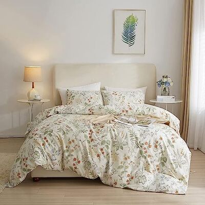 AMWAN Botaniczna kwiatowa poszewka na kołdrę podwójne XL bawełniane zestawy pościeli ogrodowej elegancki vintage poszewka na kołdrę estetyczny kwiat boho zestawy pościeli z zamkiem błyskawicznym AMWAN Botaniczna kwiatowa poszewka na kołdrę podwójne XL bawełniane zestawy pościeli ogrodowej elegancki vintage poszewka na kołdrę estetyczny kwiat boho zestawy pościeli z zamkiem błyskawicznym