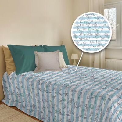 PENSIERI DELICATI Narzuta 170 x 280 cm, 100% bawełna Pique pojedynczy ręcznik, idealny jako ręcznik dekoracyjny, 1-osobowy koc do spania, zielony wzór morski, 100% wyprodukowano we Włoszech PENSIERI DELICATI Narzuta 170 x 280 cm, 100% bawełna Pique pojedynczy ręcznik, idealny jako ręcznik dekoracyjny, 1-osobowy koc do spania, zielony wzór morski, 100% wyprodukowano we Włoszech