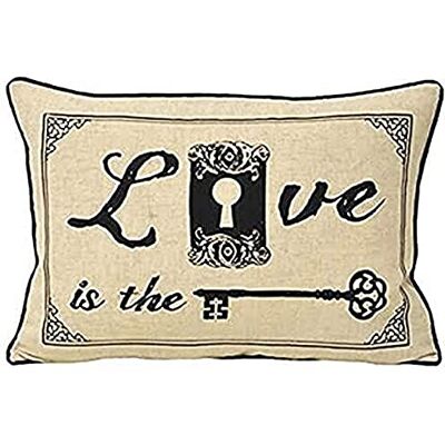 Paoletti Riva Poszewka na poduszkę "Keys Love", pościelowa/czarna, 35 x 50 cm Paoletti Riva Poszewka na poduszkę "Keys Love", pościelowa/czarna, 35 x 50 cm