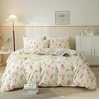 AMWAN Styl ogrodowy różowa kwiatowa poszewka na kołdrę King Chic Shabby biały różowy kwiatowy zestawy pościeli 100% bawełna botaniczna poszewka na kołdrę estetyczna kolekcja pościeli boho zestaw AMWAN Styl ogrodowy różowa kwiatowa poszewka na kołdrę King Chic Shabby biały różowy kwiatowy zestawy pościeli 100% bawełna botaniczna poszewka na kołdrę estetyczna kolekcja pościeli boho zestaw