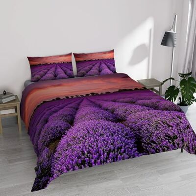 Italian Bed Linen Parure Pokrowiec na kołdrę z mikrofibry z nadrukiem cyfrowym GOODNIGHT, Lavender, Dwuosobowy Italian Bed Linen Parure Pokrowiec na kołdrę z mikrofibry z nadrukiem cyfrowym GOODNIGHT, Lavender, Dwuosobowy