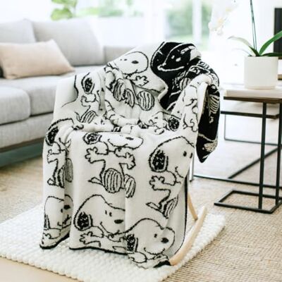 Franco Collectibles Peanuts Snoopy Bedding Soft Cozy Chic Dreams Feather Knit Intarsia koc, 127 cm x 152 cm, (oficjalnie licencjonowany produkt) Franco Collectibles Peanuts Snoopy Bedding Soft Cozy Chic Dreams Feather Knit Intarsia koc, 127 cm x 152 cm, (oficjalnie licencjonowany produkt)