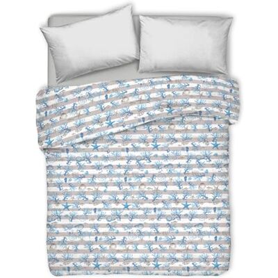 PENSIERI DELICATI Podwójny koc 260 x 280 cm, 100% bawełna Pique 100% bawełna, idealny jako koc do dekoracji, 2-osobowy koc do spania, wzór morski w niebieskie paski, 100% wyprodukowano we Włoszech PENSIERI DELICATI Podwójny koc 260 x 280 cm, 100% bawełna Pique 100% bawełna, idealny jako koc do dekoracji, 2-osobowy koc do spania, wzór morski w niebieskie paski, 100% wyprodukowano we Włoszech