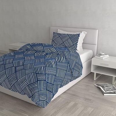 Italian Bed Linen DAFNE Zestaw poszewek na kołdrę z nadrukiem, mikrofibra, Citylife niebieski, półkwadratowy Italian Bed Linen DAFNE Zestaw poszewek na kołdrę z nadrukiem, mikrofibra, Citylife niebieski, półkwadratowy