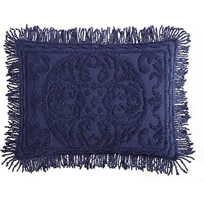 Beatrice Home Fashions Narzuta Chenille z medalionem, King Sham, granatowa Vintage pikowana, lekka, miękka, przytulna pluszowa poduszka w 100% z bawełny w rozmiarze king size z frędzlami i medalionem Beatrice Home Fashions Narzuta Chenille z medalionem, King Sham, granatowa Vintage pikowana, lekka, miękka, przytulna pluszowa poduszka w 100% z bawełny w rozmiarze king size z frędzlami i medalionem
