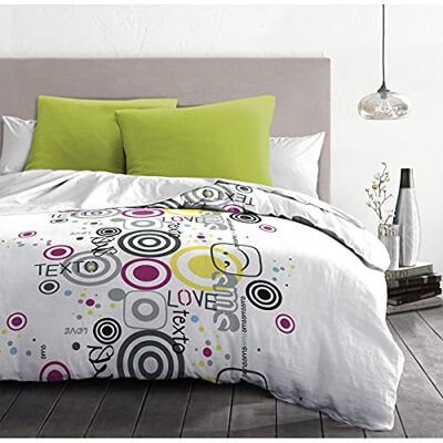 HOUSSE DE REVE Home Pościel z pasją SMS Texto Komplet pościeli z mikrofibry Biały 220x240 cm HOUSSE DE REVE Home Pościel z pasją SMS Texto Komplet pościeli z mikrofibry Biały 220x240 cm