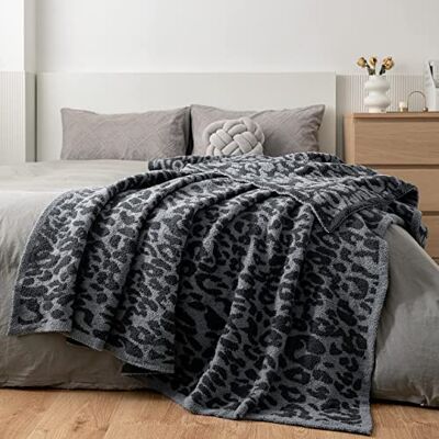 MH MYLUNE HOME Dwustronny koc polarowy, puszysty, ultramiękki koc z mikrofibry, z nadrukiem panterki, duży, ciepły, na sofę, łóżko, kanapę, krzesło, narzuty, granatowy, 180 x 200 cm MH MYLUNE HOME Dwustronny koc polarowy, puszysty, ultramiękki koc z mikrofibry, z nadrukiem panterki, duży, ciepły, na sofę, łóżko, kanapę, krzesło, narzuty, granatowy, 180 x 200 cm