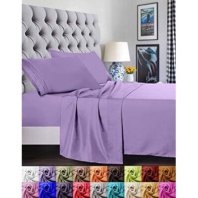 Elegant Comfort Gęstość splotu 1500 luksusowa egipska jakość super miękka bez zmarszczek i odporna na blaknięcie 4-częściowy zestaw prześcieradeł, pełna, liliowa Elegant Comfort Gęstość splotu 1500 luksusowa egipska jakość super miękka bez zmarszczek i odporna na blaknięcie 4-częściowy zestaw prześcieradeł, pełna, liliowa