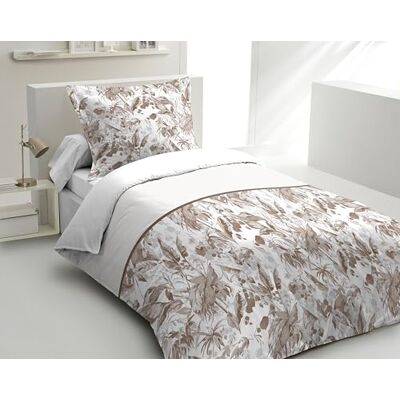 HOME LINGE PASSION Komplet pościeli 140 x 200 cm 2 sztuki perkal z miękkiej bawełny poszewka + poszewka taupe model La Nomade HOME LINGE PASSION Komplet pościeli 140 x 200 cm 2 sztuki perkal z miękkiej bawełny poszewka + poszewka taupe model La Nomade