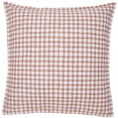 ESSIX Poszewka na poduszkę z nadrukiem perkalu bawełnianego, Vichy, Made in France, 64 x 64 cm, ESSIX Poszewka na poduszkę z nadrukiem perkalu bawełnianego, Vichy, Made in France, 64 x 64 cm,