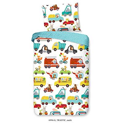 Comptoir du Linge Kids Good Morning Poszewka na kołdrę 135x200, 100% bawełna, nadruk samochody Comptoir du Linge Kids Good Morning Poszewka na kołdrę 135x200, 100% bawełna, nadruk samochody