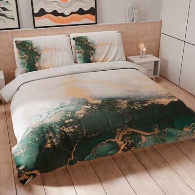 PETTI Artigiani Italiani Podwójna poszwa na kołdrę 250 x 200 cm, zestaw pościeli z mikrofibry z nadrukiem cyfrowym + 2 poszewki na poduszki 50 x 80 cm Wyprodukowano we Włoszech, szmaragdowy marmur PETTI Artigiani Italiani Podwójna poszwa na kołdrę 250 x 200 cm, zestaw pościeli z mikrofibry z nadrukiem cyfrowym + 2 poszewki na poduszki 50 x 80 cm Wyprodukowano we Włoszech, szmaragdowy marmur