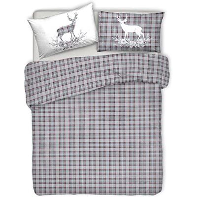 PENSIERI DELICATI Parure Pokrowiec na kołdrę 100% bawełna, w komplecie z workiem 250x200cm i 2 poszewki 52x82cm, Wyprodukowano we Włoszech, prać w pralce 40°, Fantazja Tartan Szary PENSIERI DELICATI Parure Pokrowiec na kołdrę 100% bawełna, w komplecie z workiem 250x200cm i 2 poszewki 52x82cm, Wyprodukowano we Włoszech, prać w pralce 40°, Fantazja Tartan Szary