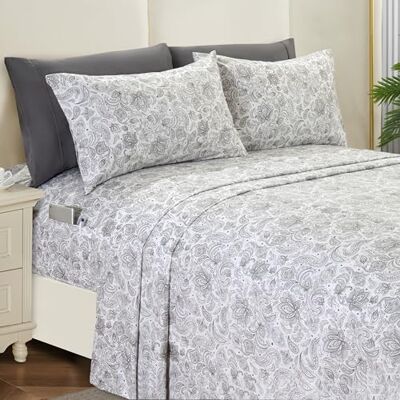 Elegant Comfort Delikatny i przytulny 4–częściowy zestaw pościeli – splot 1500, mikrofibra, jakość hotelowa, obszerne rogi, niegniotąca, twin, turecki wzór, szary Elegant Comfort Delikatny i przytulny 4–częściowy zestaw pościeli – splot 1500, mikrofibra, jakość hotelowa, obszerne rogi, niegniotąca, twin, turecki wzór, szary