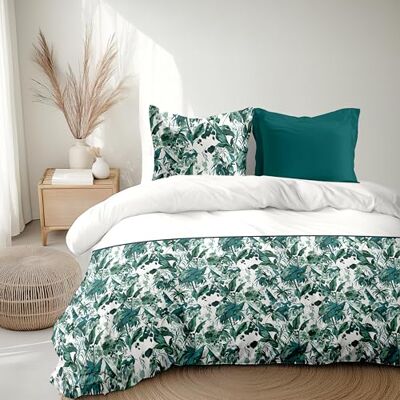 HOME LINGE PASSION Komplet pościeli 240 x 260 cm 3 sztuki perkal z miękkiej bawełny poszewka + poszewka na poduszkę zielony model Nomade HOME LINGE PASSION Komplet pościeli 240 x 260 cm 3 sztuki perkal z miękkiej bawełny poszewka + poszewka na poduszkę zielony model Nomade