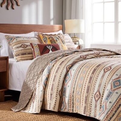 Greenland Home Fashions Barefoot Bungalow Zestaw kołder, bawełna, brąz, 3-częściowy Cal King Greenland Home Fashions Barefoot Bungalow Zestaw kołder, bawełna, brąz, 3-częściowy Cal King