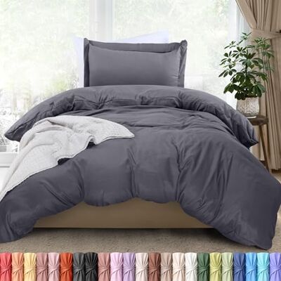 Utopia Bedding Poszewka na kołdrę podwójny rozmiar 2 sztuki z zapięciem na zamek błyskawiczny 1 poszewka na kołdrę 152 x 228 cm i 1 poszewka na poduszkę 50 x 61 cm (szara) kołdra nie jest Utopia Bedding Poszewka na kołdrę podwójny rozmiar 2 sztuki z zapięciem na zamek błyskawiczny 1 poszewka na kołdrę 152 x 228 cm i 1 poszewka na poduszkę 50 x 61 cm (szara) kołdra nie jest