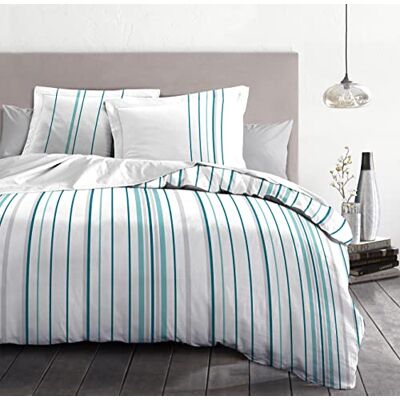 HOME LINGE PASSION Poszwa na kołdrę 3 sztuki 100% bawełna 57 nitek 2 osoby 240x260 cm Bellamy White Blue HOME LINGE PASSION Poszwa na kołdrę 3 sztuki 100% bawełna 57 nitek 2 osoby 240x260 cm Bellamy White Blue