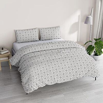 Italian Bed Linen ATHENA komplet poszewek na kołdrę z nadrukiem i poszewkami na poduszki, DORA TORTORA, podwójny Italian Bed Linen ATHENA komplet poszewek na kołdrę z nadrukiem i poszewkami na poduszki, DORA TORTORA, podwójny